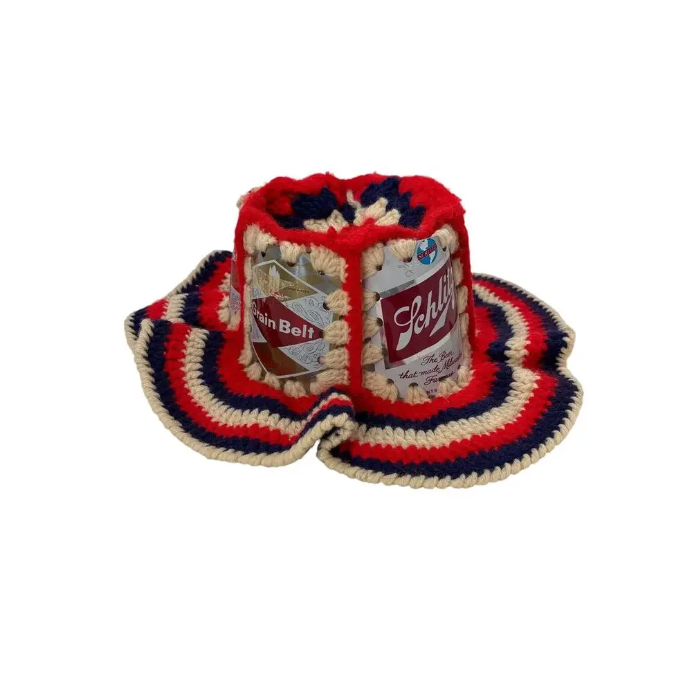 VTG Crochet Beer Can Hat Americana Schmidt‎ Schlitz Olympia Novelty Breweriana